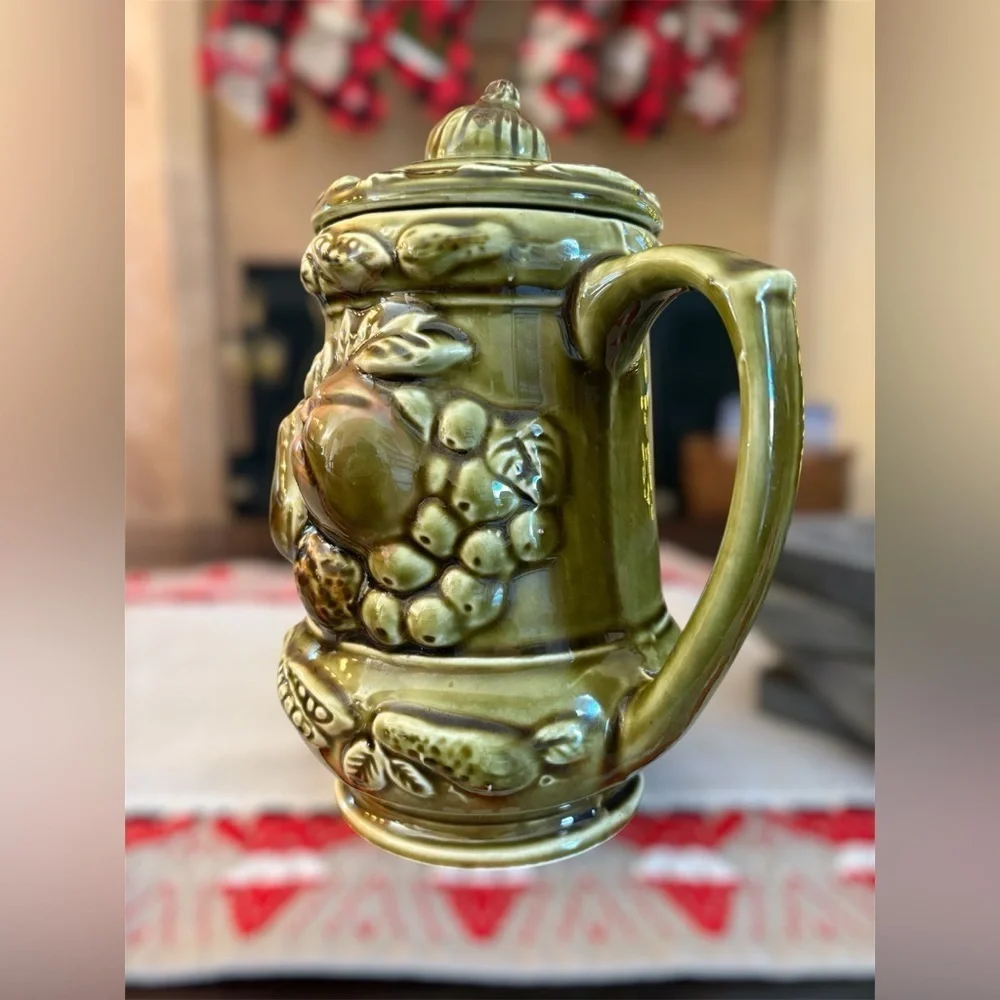 Vintage Green Ceramic Teapot